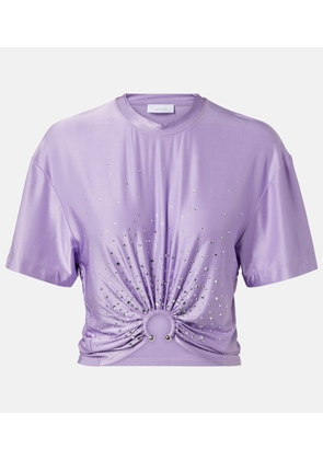 Rabanne Embellished ring-detail cropped T-shirt