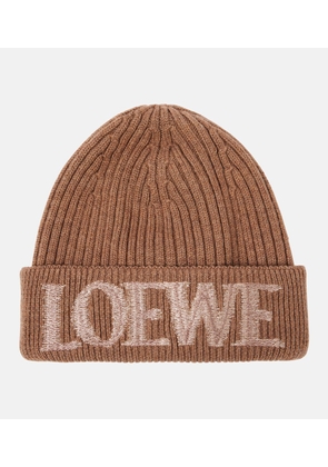 Loewe Logo ribbed-knit wool-blend beanie