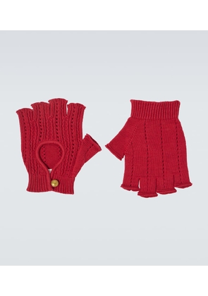 Valentino Garavani Ribbed-knit cotton fingerless gloves