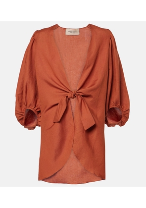 Adriana Degreas Solid linen-blend shirt