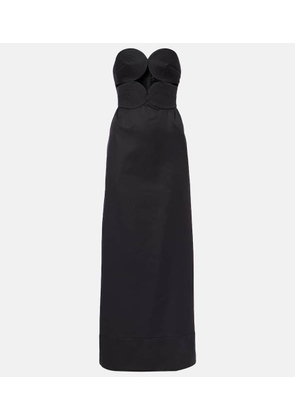 Adriana Degreas Strapless cotton and linen-blend maxi dress