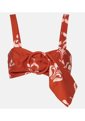 Adriana Degreas Printed cotton crop top