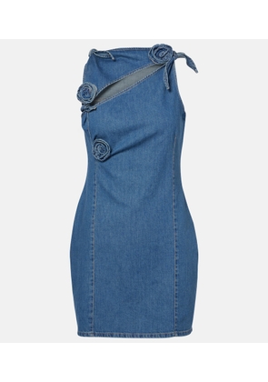 Coperni Floral-applique cutout denim minidress