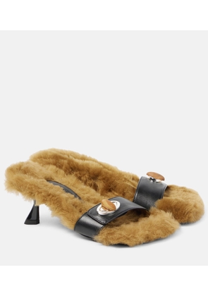 Christopher Esber Turnlock shearling-trimmed mules