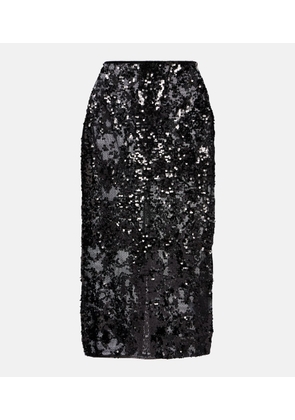 Victoria Beckham Sequined floral midi skirt