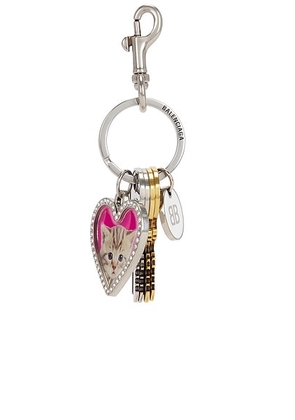 Balenciaga Dog Keyring Charm in Multicolor - Metallic Silver. Size all.