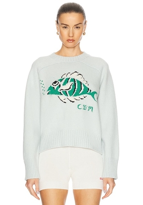 Calle Del Mar Hawaiian Fish Cashmere Pullover in Plume & Multi - Baby Blue. Size M (also in XS).