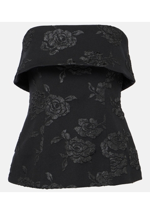 Rotate Floral jacquard off-shoulder top