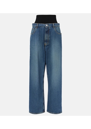 Alaia High-rise jersey-trimmed straight jeans