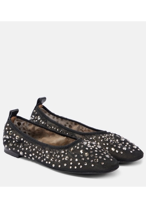 Tory Burch Crystal-embellished mesh ballet flats
