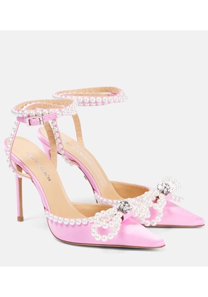 Mach & Mach Double Bow 110 embellished satin pumps