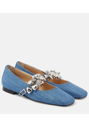 Mach & Mach Puffy Heart denim Mary Jane flats