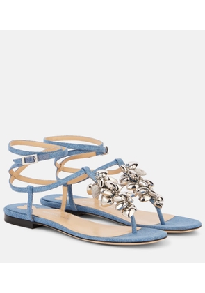 Mach & Mach Puffy Heart embellished denim thong sandals
