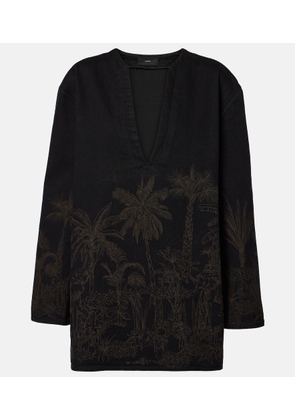 Alanui Jungle Toile De Jouy denim top