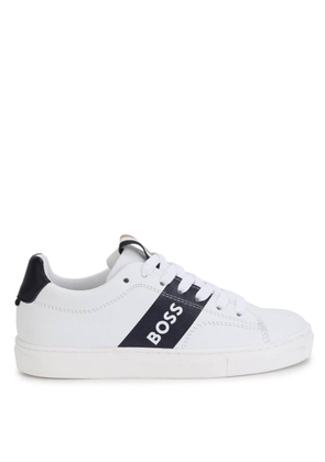 Hugo Boss Kids Logo Stripe Leather Trainers