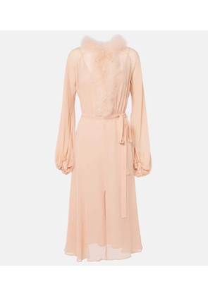 Blumarine Georg feather-trimmed midi dress