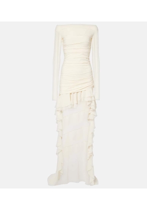 Blumarine Ruffled jersey and georgette minidress