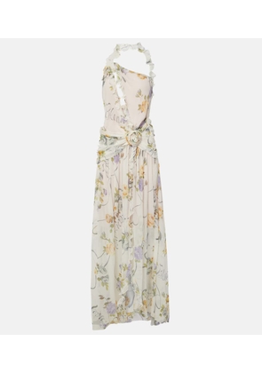 Blumarine Floral silk creponne maxi dress