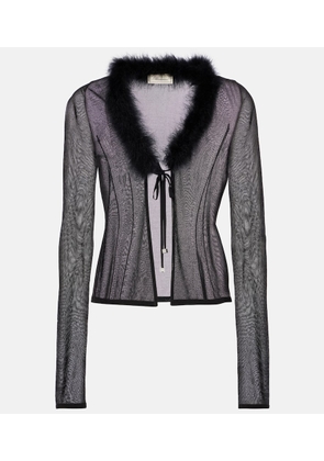 Blumarine Feather-trimmed cardigan