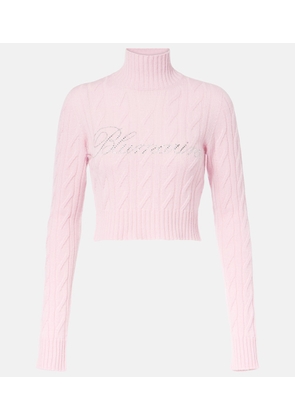 Blumarine Logo cropped wool and cashmere sweater