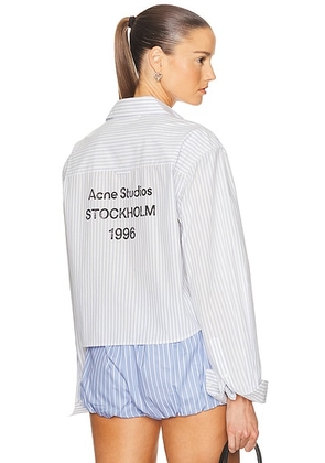 Acne Studios Crop Button Up Top in Light Blue & White - Blue. Size 36 (also in 38, 42).