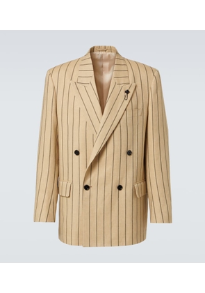 Lardini Striped double-breasted linen and wool blazer