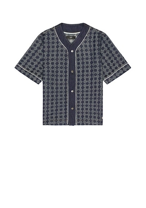 Amiri MA Quad Denim Baseball Shirt in Undone Indigo - Blue. Size L (also in M, S, XL/1X).