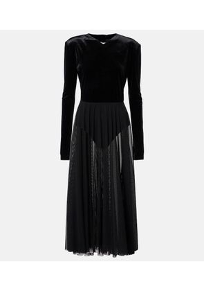 Norma Kamali Velvet and mesh midi dress
