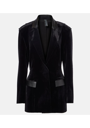 Norma Kamali Faux leather-trimmed velvet jacket
