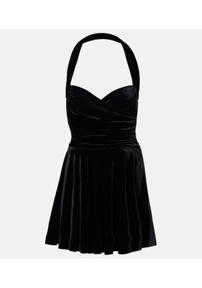 Norma Kamali Cayla ruched velvet bustier dress
