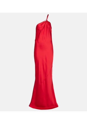 Norma Kamali Open-back one-shoulder satin gown