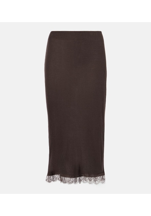 The Row Indira lace-trimmed silk-blend midi skirt