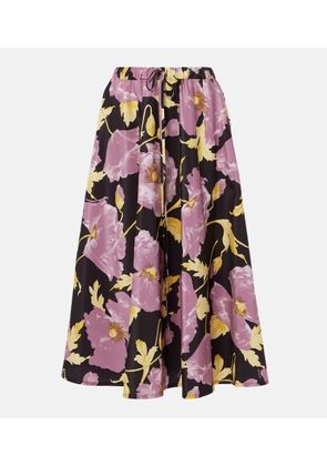 La DoubleJ Floral faille midi skirt