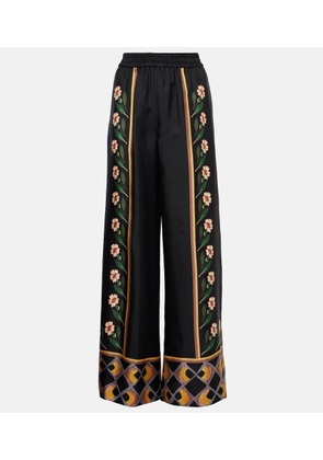 La DoubleJ Dazed Placee silk twill palazzo pants