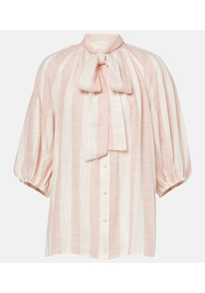 Zimmermann Acacia striped neck-tie blouse