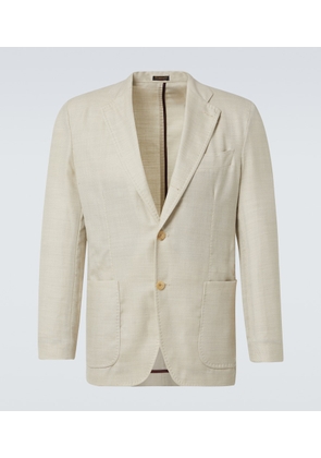 Rubinacci Herringbone wool, silk, and linen blazer