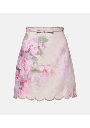 Zimmermann Crush floral linen miniskirt