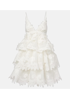 Zimmermann Crush tiered linen and silk minidress