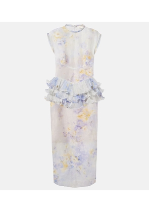 Zimmermann Crush ruffled floral linen and silk midi dress