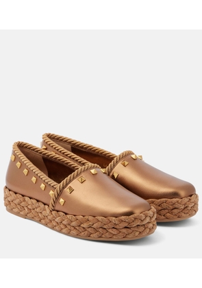 Valentino Garavani Rockstud metallic leather espadrilles