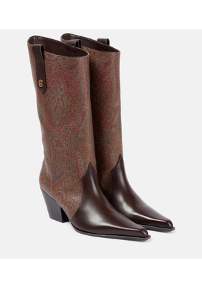 Etro Paisley coated canvas knee-high boots
