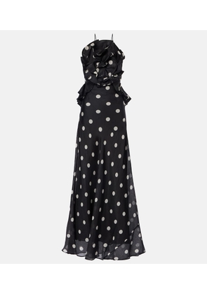 Zimmermann Crush polka-dot ruffled linen and silk gown