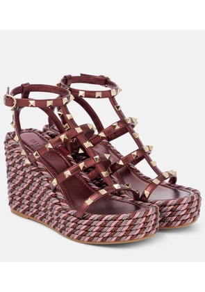 Valentino Garavani Rockstud 95 leather espadrille wedges