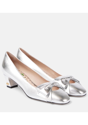 Valentino Garavani Bowow 45 metallic leather pumps