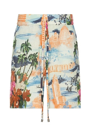 Amiri Cityscape Short in Multi - Blue. Size M (also in S, XL/1X).