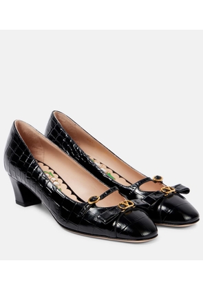 Valentino Garavani Bowow 45 croc-effect leather pumps
