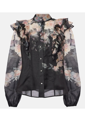 Zimmermann Crush Frill Sleeve linen and silk blouse