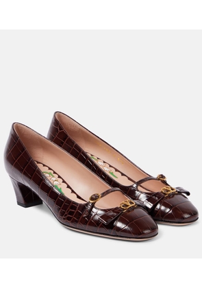 Valentino Garavani Bowow 45 croc-effect leather pumps