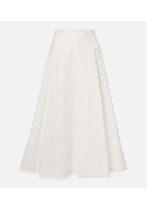Zimmermann Crush Embroidered linen midi skirt
