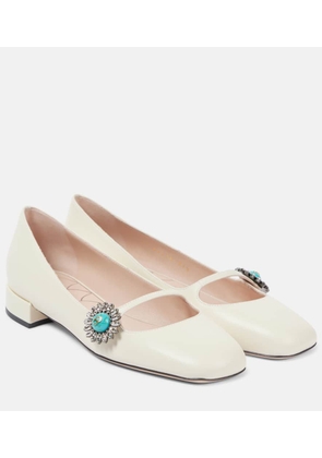 Valentino Garavani Daisy embellished leather Mary Jane pumps
